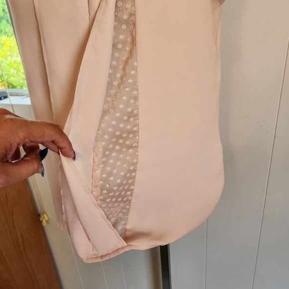 Maeve Anthropologie Pastel Pink Mesh Lace Panel Tank Top Shell Blouse Office - Picture 5 of 12